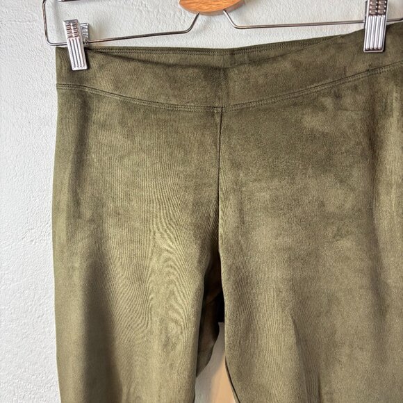 Hale Bob Leggings Olive Green Faux Suede M Winter Cozy Luxe - Picture 3 of 6